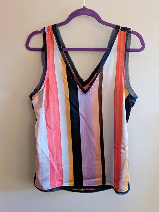 Halogen Tops - Like New Halogen Lightweight Dressy Tank with Stripe Multicolour, Sz M